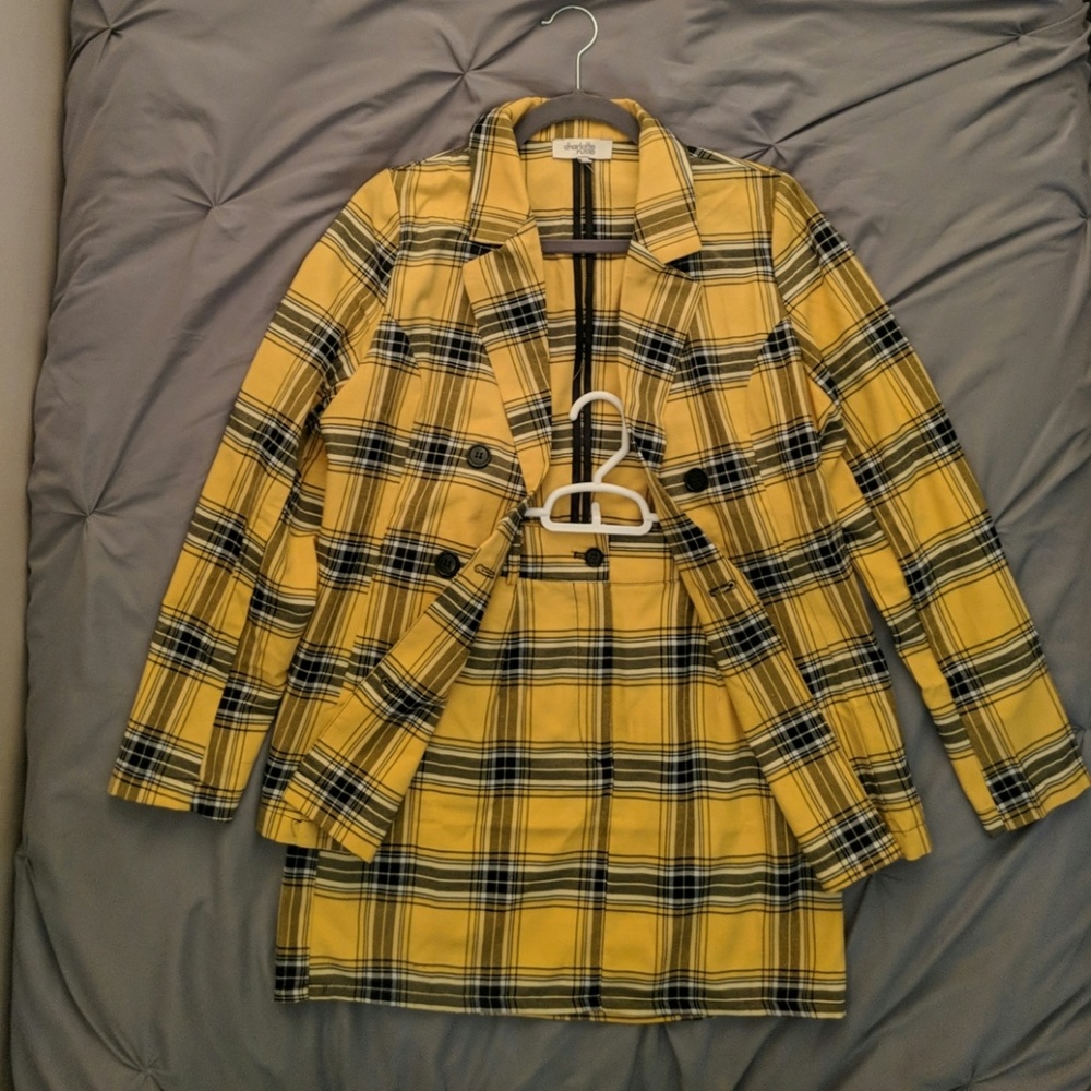 Clueless Inspired Yellow Plaid Blazer and Skirt